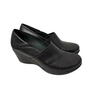 Dansko Shoes Womens Size 8 Rosaline Wedge Black Leather Slip On Comfort 38